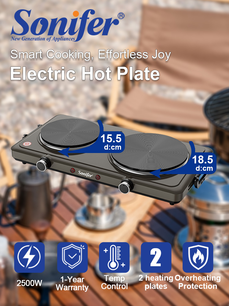 Hot Pot Portable Dual - Elektryczna płyta grzewcza Sonifer SF-3071, podwójna,